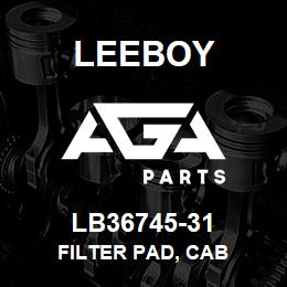 LB36745-31 Leeboy FILTER PAD, CAB | AGA Parts