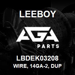 LBDEK03208 Leeboy WIRE, 14GA-2, DUP | AGA Parts