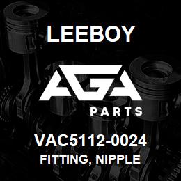 VAC5112-0024 Leeboy FITTING, NIPPLE | AGA Parts