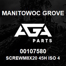 00107580 Manitowoc Grove SCREWM8X20 45H ISO 402 | AGA Parts