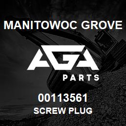 00113561 Manitowoc Grove SCREW PLUG | AGA Parts