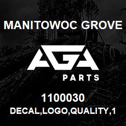 1100030 Manitowoc Grove DECAL,LOGO,QUALITY,1.8,BLK | AGA Parts