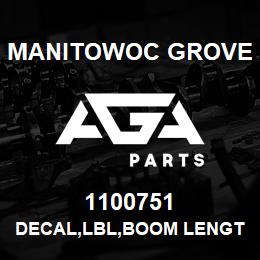 1100751 Manitowoc Grove DECAL,LBL,BOOM LENGTHS-5560,E | AGA Parts