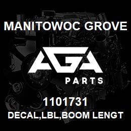 1101731 Manitowoc Grove DECAL,LBL,BOOM LENGTHS-7750,E | AGA Parts