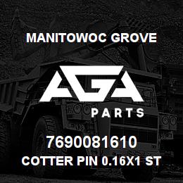 7690081610 Manitowoc Grove Cotter Pin 0.16x1 St | AGA Parts