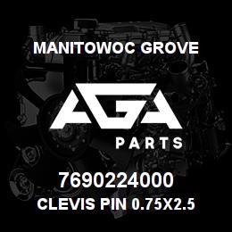 7690224000 Manitowoc Grove Clevis Pin 0.75x2.5 St | AGA Parts