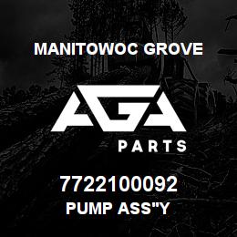7722100092 Manitowoc Grove PUMP ASS'Y | AGA Parts