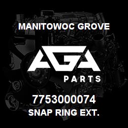 7753000074 Manitowoc Grove SNAP RING EXT. | AGA Parts