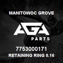 7753000171 Manitowoc Grove Retaining Ring 0.16 wire x9.34 | AGA Parts