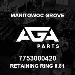 7753000420 Manitowoc Grove Retaining Ring 0.81 Int | AGA Parts