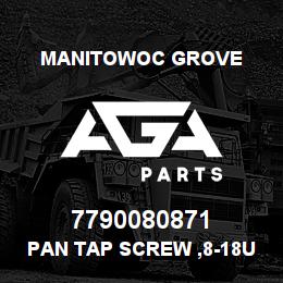 7790080871 Manitowoc Grove Pan Tap Screw ,8-18UNCx0.50 | AGA Parts