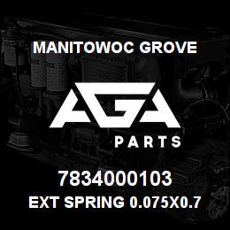 7834000103 Manitowoc Grove Ext Spring 0.075x0.75x3.5 St- | AGA Parts