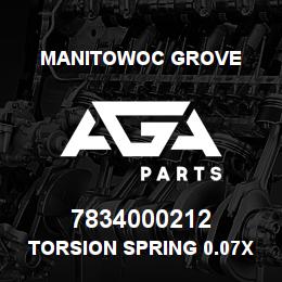 7834000212 Manitowoc Grove Torsion Spring 0.07x1.0x0.31 | AGA Parts