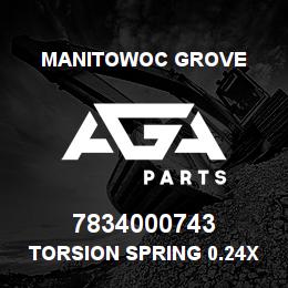 7834000743 Manitowoc Grove Torsion Spring 0.24x1.7x1.64 | AGA Parts