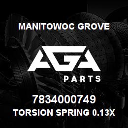 7834000749 Manitowoc Grove Torsion Spring 0.13x1.30 SS L | AGA Parts