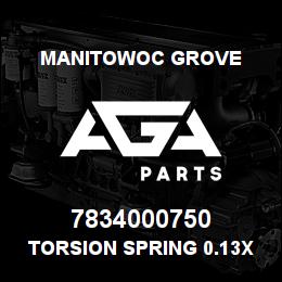 7834000750 Manitowoc Grove Torsion Spring 0.13x1.30 SS R | AGA Parts