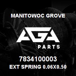 7834100003 Manitowoc Grove Ext Spring 0.06x0.50x3.38 SS | AGA Parts