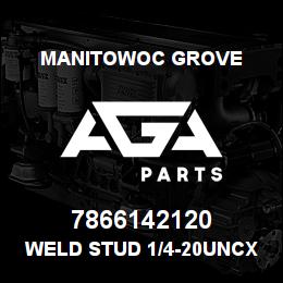 7866142120 Manitowoc Grove Weld Stud 1/4-20UNCx0.75PD-SS | AGA Parts