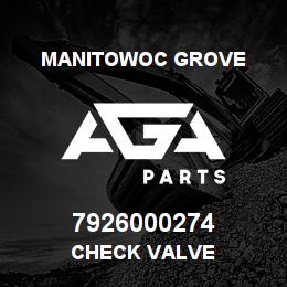 7926000274 Manitowoc Grove CHECK VALVE | AGA Parts