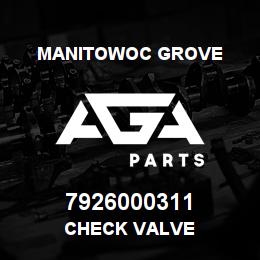 7926000311 Manitowoc Grove CHECK VALVE | AGA Parts