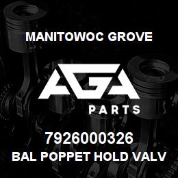 7926000326 Manitowoc Grove BAL POPPET HOLD VALVE | AGA Parts