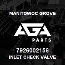 7926002156 Manitowoc Grove INLET CHECK VALVE | AGA Parts