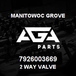 7926003669 Manitowoc Grove 2 WAY VALVE | AGA Parts