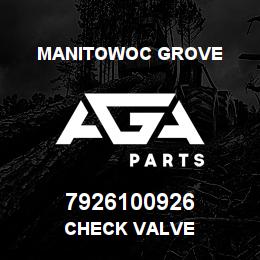 7926100926 Manitowoc Grove CHECK VALVE | AGA Parts