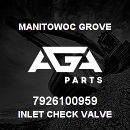 7926100959 Manitowoc Grove INLET CHECK VALVE | AGA Parts