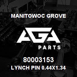 80003153 Manitowoc Grove Lynch Pin 0.44x1.34 w/Lanyard | AGA Parts