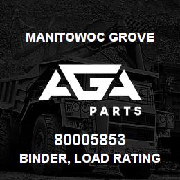 80005853 Manitowoc Grove BINDER, LOAD RATING | AGA Parts
