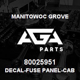 80025951 Manitowoc Grove DECAL-FUSE PANEL-CAB | AGA Parts