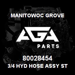 80028454 Manitowoc Grove 3/4 HYD HOSE ASSY STR-LONG 90 | AGA Parts