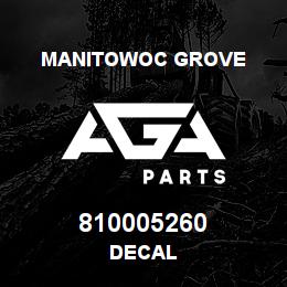 810005260 Manitowoc Grove DECAL | AGA Parts
