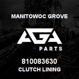 810083630 Manitowoc Grove CLUTCH LINING | AGA Parts