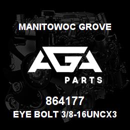 864177 Manitowoc Grove Eye Bolt 3/8-16UNCx3.00 -St | AGA Parts