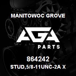 864242 Manitowoc Grove STUD,5/8-11UNC-2A X 23 GRD 5 | AGA Parts