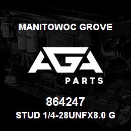 864247 Manitowoc Grove STUD 1/4-28UNFx8.0 G2 TEL | AGA Parts