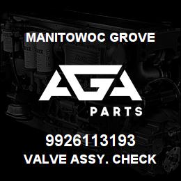 9926113193 Manitowoc Grove VALVE ASSY. CHECK | AGA Parts