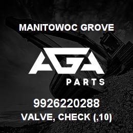 9926220288 Manitowoc Grove VALVE, CHECK (#10) | AGA Parts