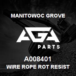A008401 Manitowoc Grove WIRE ROPE ROT RESIST-960FT | AGA Parts