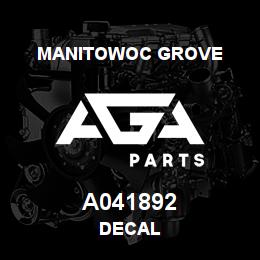 A041892 Manitowoc Grove DECAL | AGA Parts