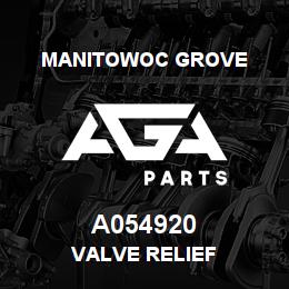 A054920 Manitowoc Grove VALVE RELIEF | AGA Parts