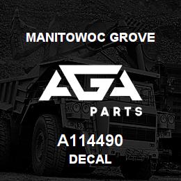 A114490 Manitowoc Grove DECAL | AGA Parts