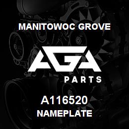A116520 Manitowoc Grove NAMEPLATE | AGA Parts