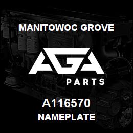 A116570 Manitowoc Grove NAMEPLATE | AGA Parts