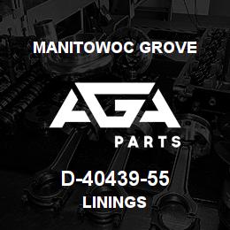 D-40439-55 Manitowoc Grove LININGS | AGA Parts