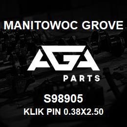 S98905 Manitowoc Grove Klik Pin 0.38x2.50 | AGA Parts