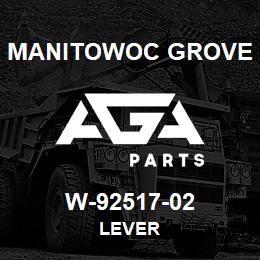 W-92517-02 Manitowoc Grove LEVER | AGA Parts