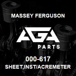 000-617 Massey Ferguson SHEET,INST/ACREMETER 180 | AGA Parts